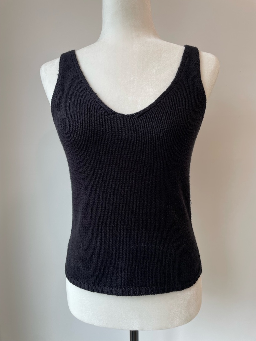 Black V-Neck Knit Tank Top